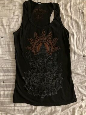 Sinns Art Ganesha Lotus Zen Tank Top 100% Cotton Size S